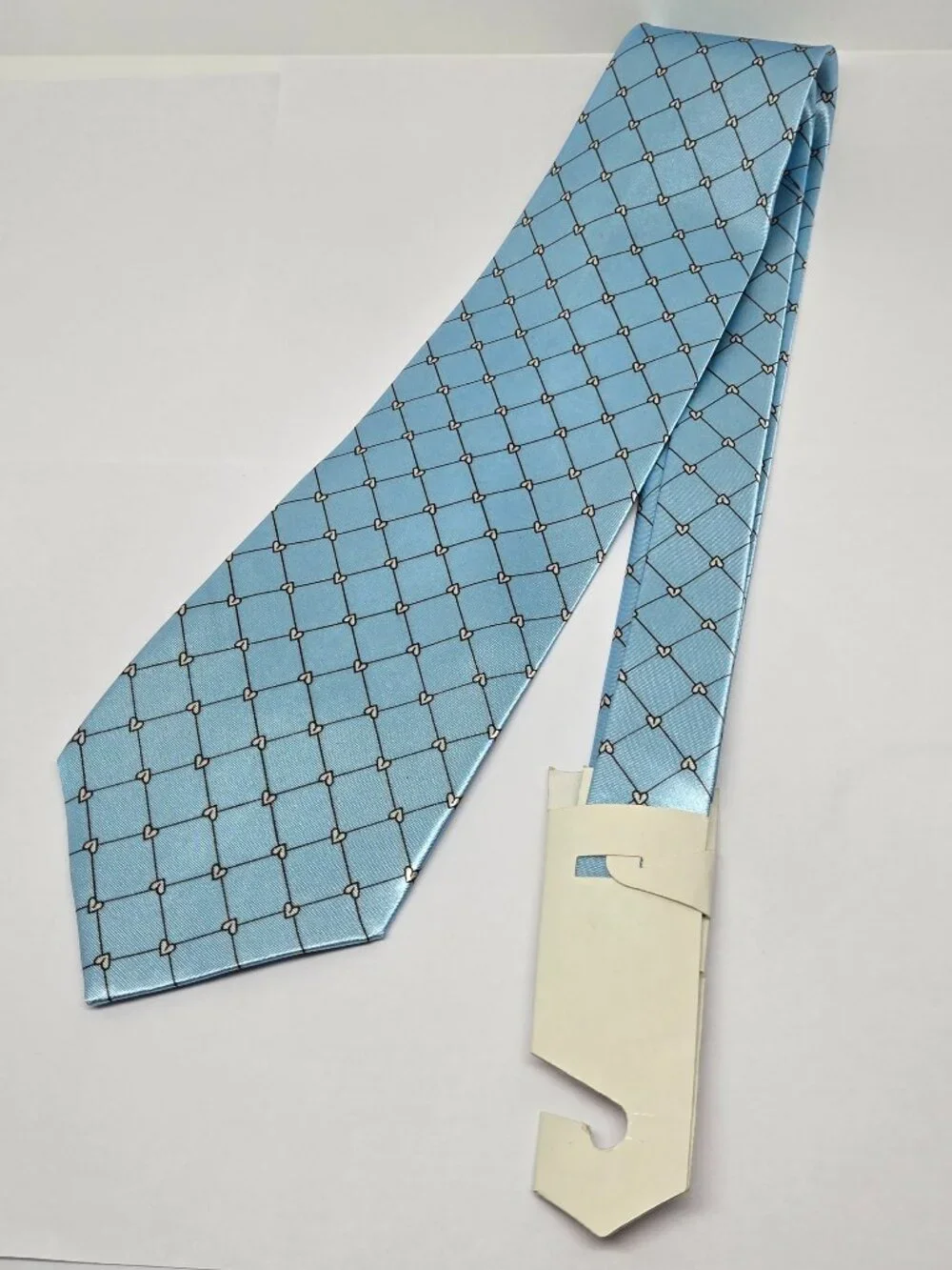 Nisen 100% Silk, Metallic Baby Blue Wide Geometric Tie, J. Tyler, New with Tag